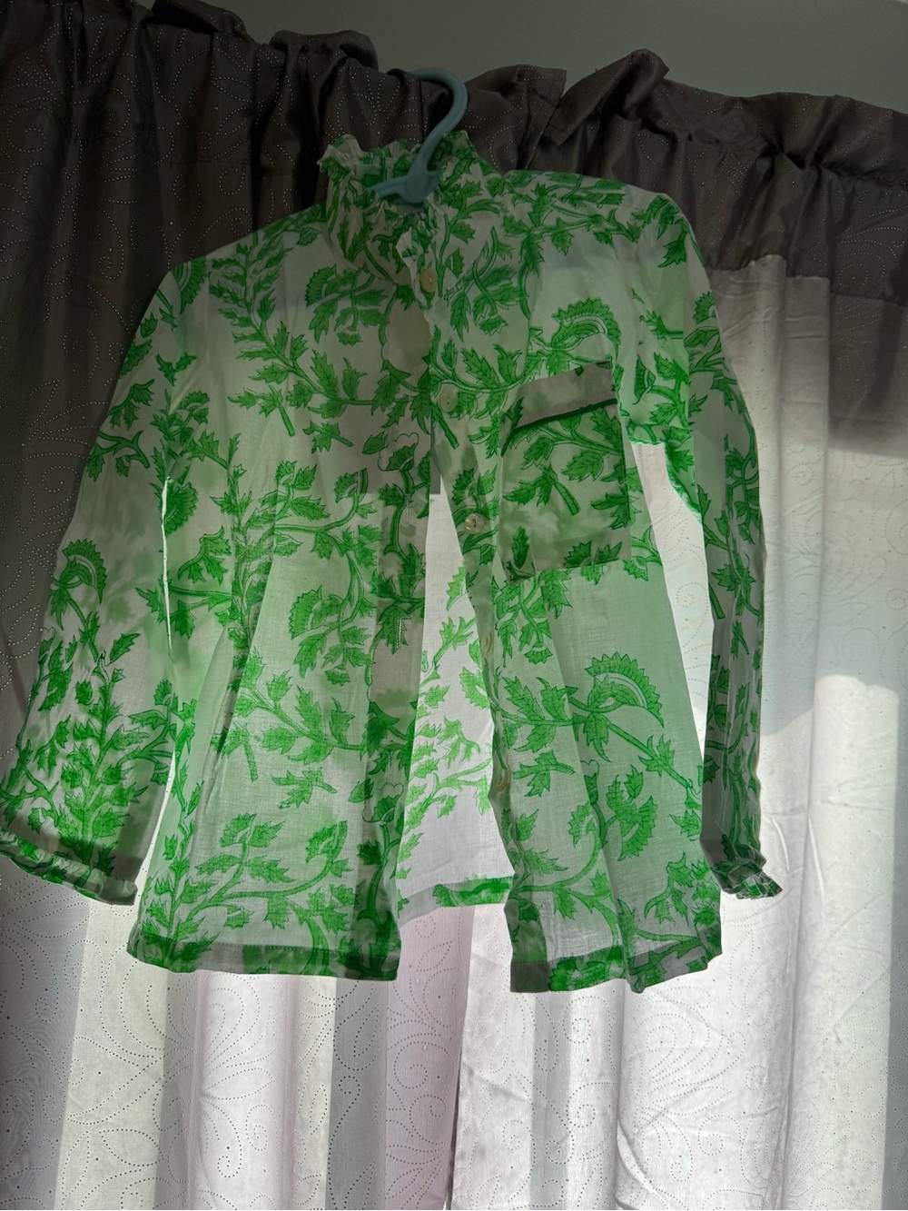 Aurelia Grass Green Leaf-Print Blouse